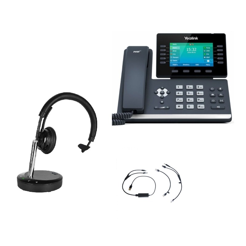 Pack Yealink T54W + Electronic Hook Switch (EHS) + Cleyver DECT2 USB Mono