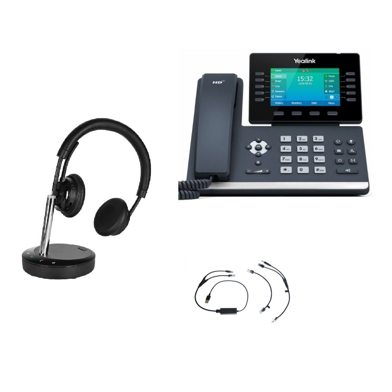 Pack Yealink T54W + Electronic Hook Switch (EHS) + Cleyver DECT2 USB Duo