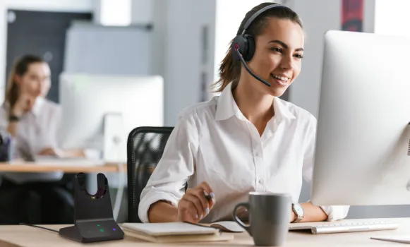 Wireless headset with microphone for the office