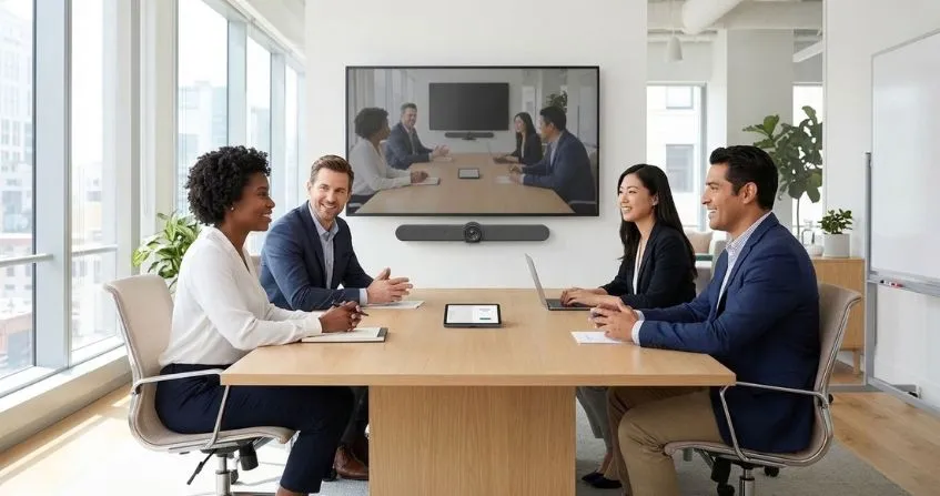 Videoconferencing meeting with Logitech solutions Videoconferencing meeting with Logitech solutions