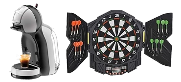 A coffee maker / A dart set
