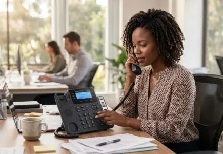 Grandstream IP phone in an office