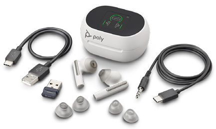 Poly Voyager Free 60+ UC White USB-A + Touchscreen Charging Case