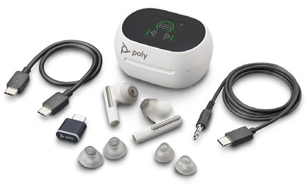 Poly Voyager Free 60+ UC White USB-C + Touchscreen Charging Case